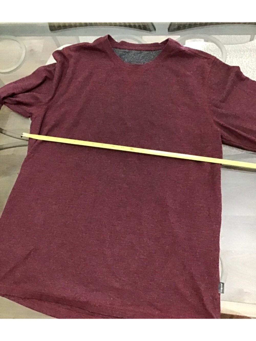 EDDIE BAUER MENS BURGUNDY CREW NECK LONG SLEEVE T-SHIRT SIZE LARGE - Picture 4 of 7